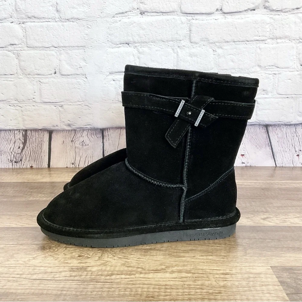 New BearPaw Val black suede boots youth size 5